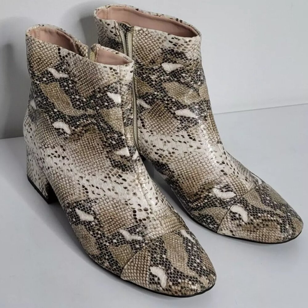 Zara Trafaluc‎ Womens Snakeskin Print Ankle Boots Booties Shoes Eur 40 US 9